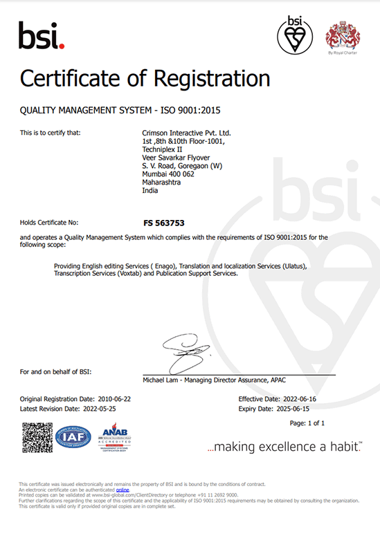Quality Management System ISO 9001:2015