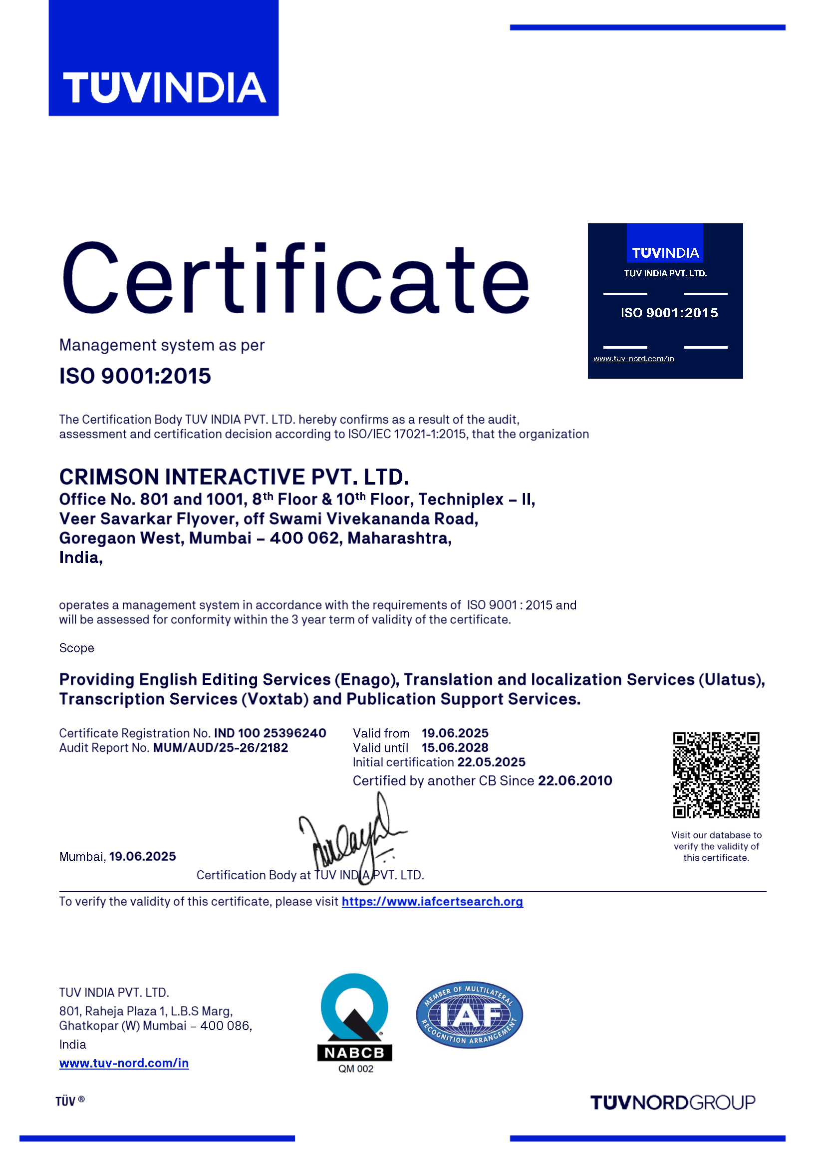 Quality Management System ISO 9001:2015