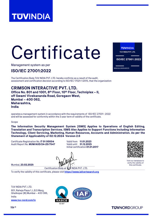 Information Security Management System ISO/IEC 27001:2013